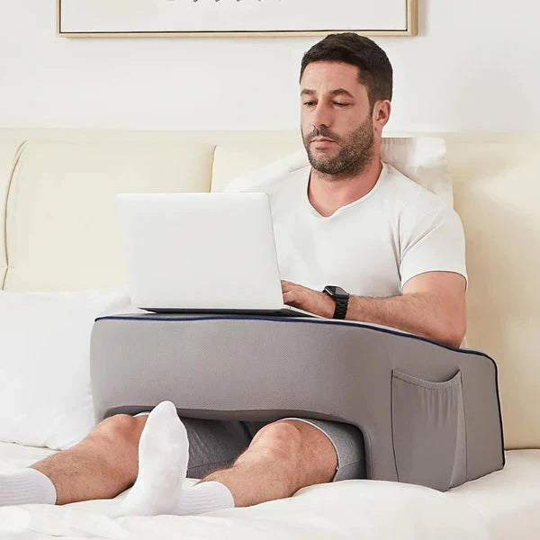 Belro reading lap pillow with built-in laptop desk for bed, comfortable office and stationery accessory for hands-free reading and work.