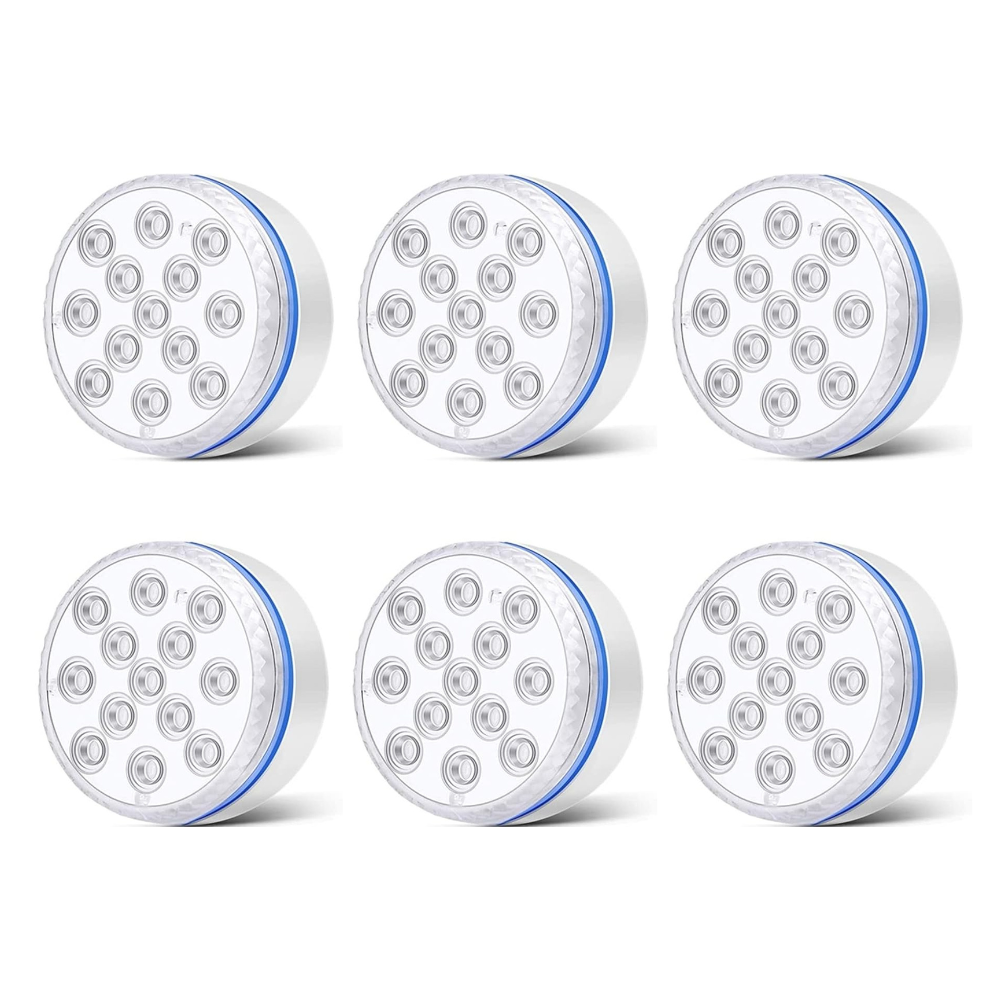 Colorful Belro submersible LED pool party lights floating in a pool, providing vibrant outdoor illumination for home and garden settings.