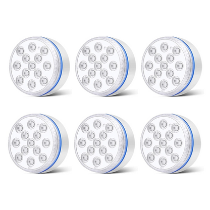 Colorful Belro submersible LED pool party lights floating in a pool, providing vibrant outdoor illumination for home and garden settings.