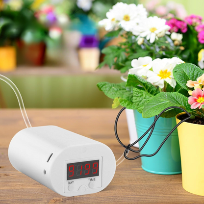 Belro Smart Garden auto watering system for outdoor plants, featuring hoses, nozzles, and control unit for healthy plant growth.