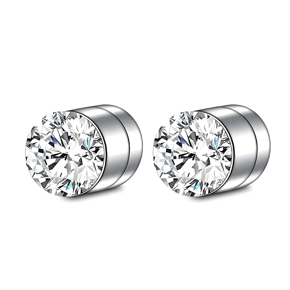 Unisex magnetic crystal design stud earrings by Belro, featuring shiny crystal accents and a sleek modern style.