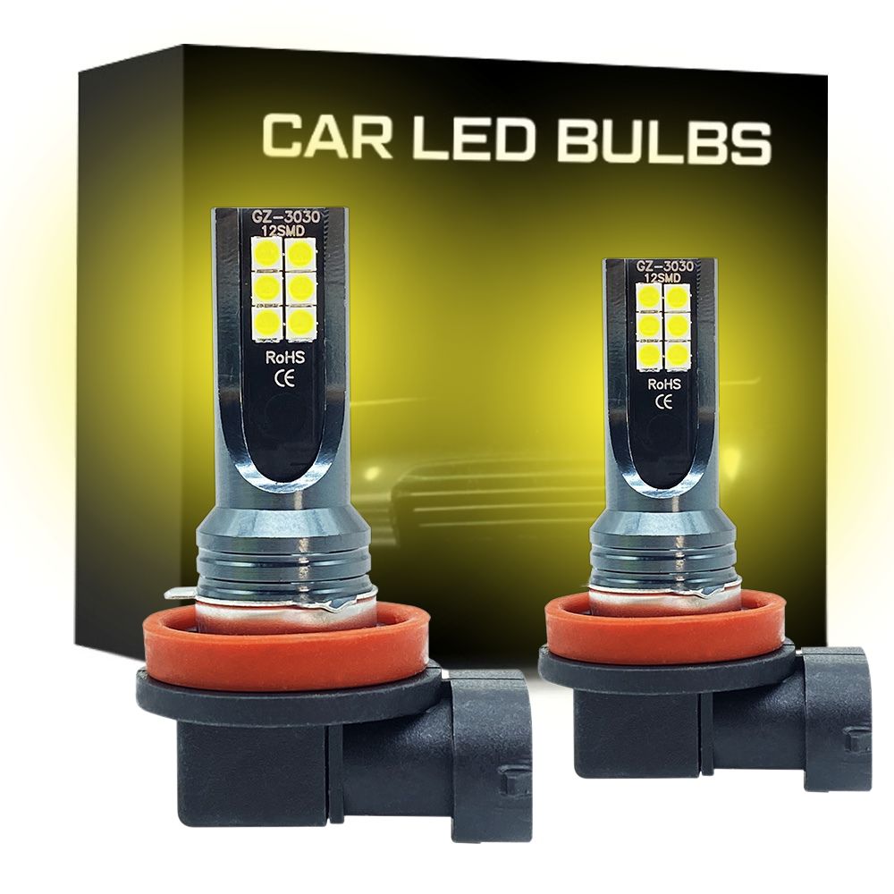 Belro high brightness plug-in car fog lights H8 H9 H11 installed on a vehicle for enhanced visibility.