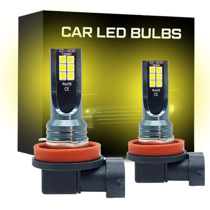 Belro high brightness plug-in car fog lights H8 H9 H11 installed on a vehicle for enhanced visibility.