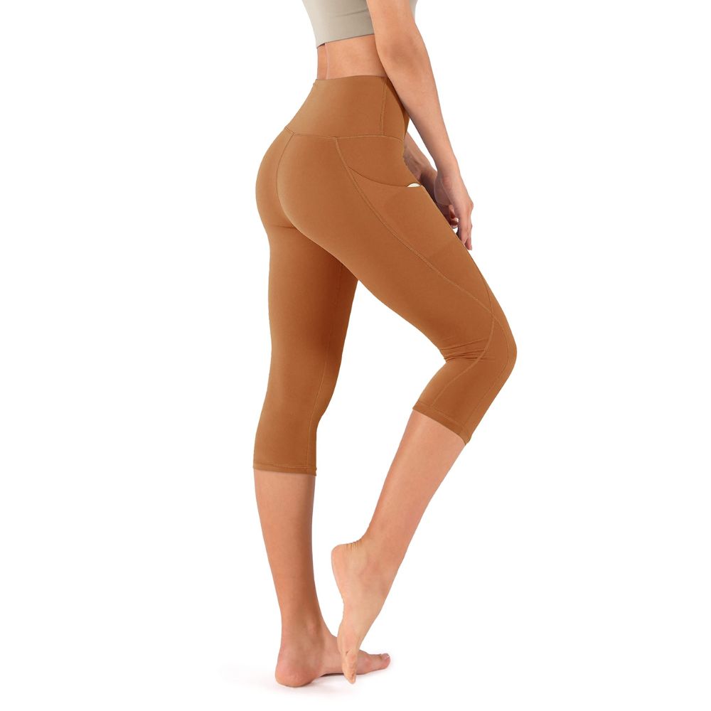 Belro ladies' cotton capri pants with pockets, comfortable activewear leggings for casual and athletic wear.