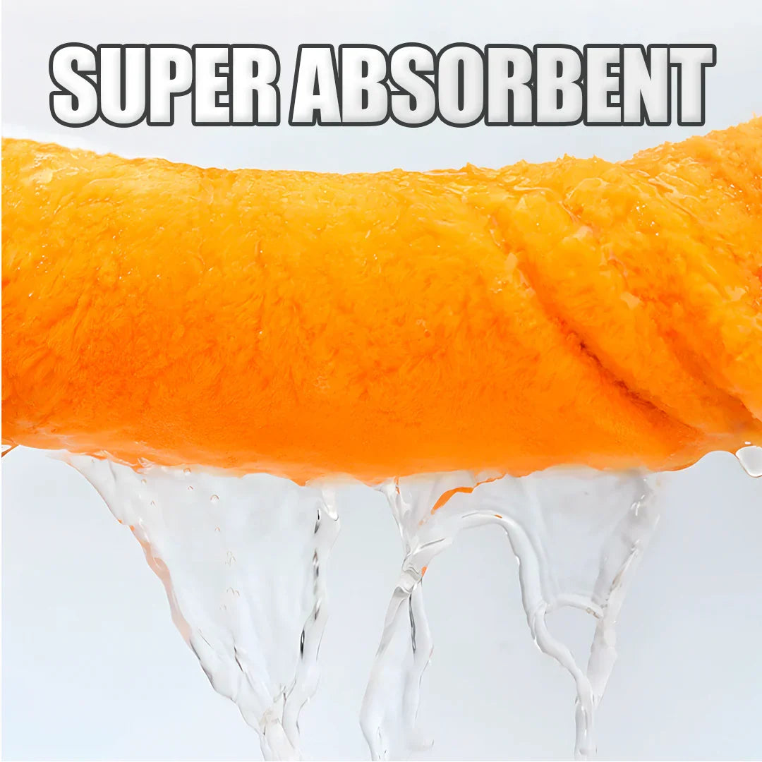 Belro super absorbent hair towel wrap for quick drying, shown wrapped around wet hair in a personal care setting.