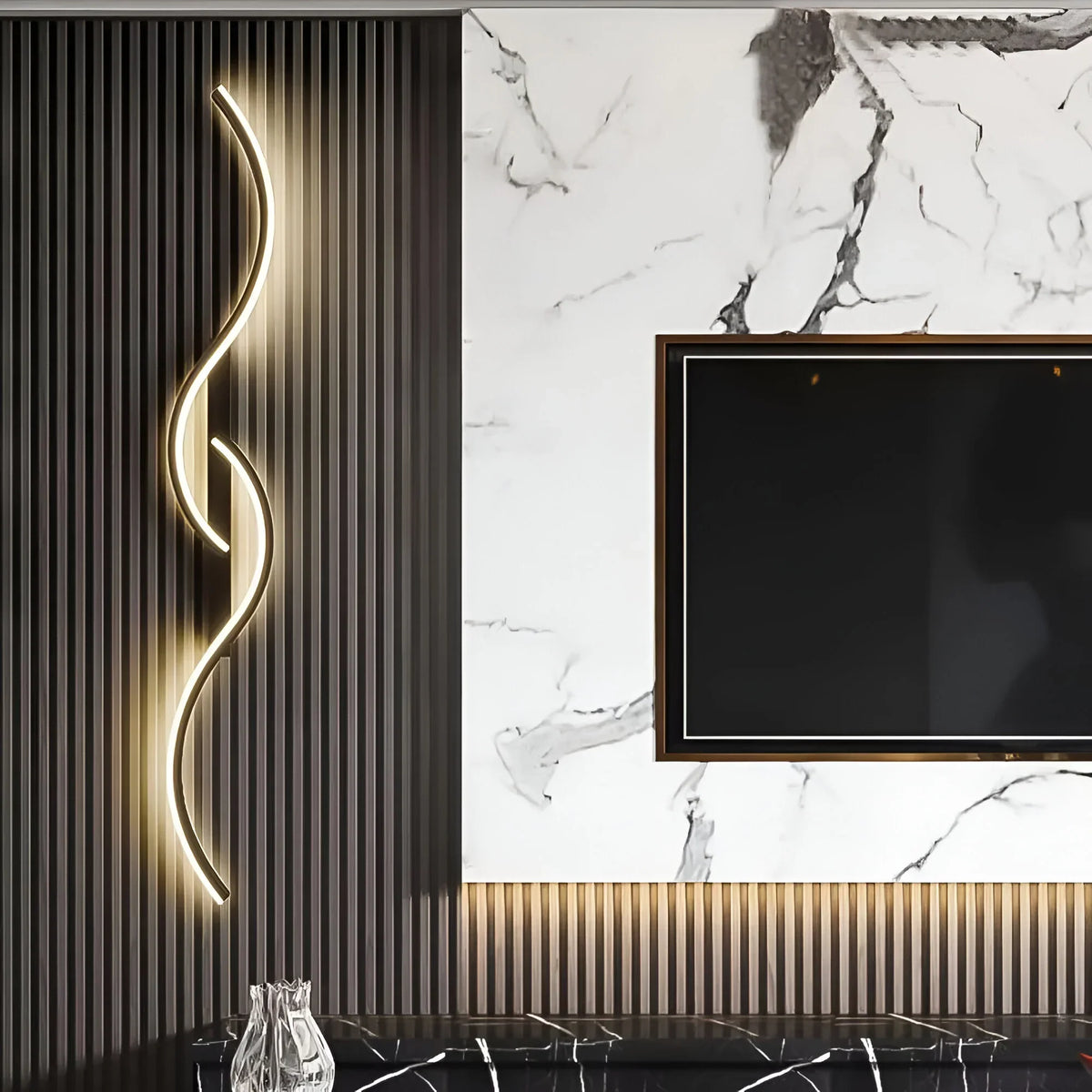 Modern BowLift curved LED wall light mounted indoors, providing ambient lighting with a sleek, contemporary design.