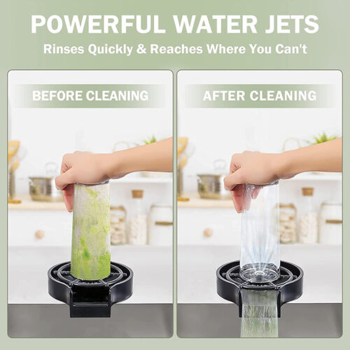 Belro high pressure kitchen sink cup rinser attached to a sink, showcasing its durable hardware design for efficient rinsing.