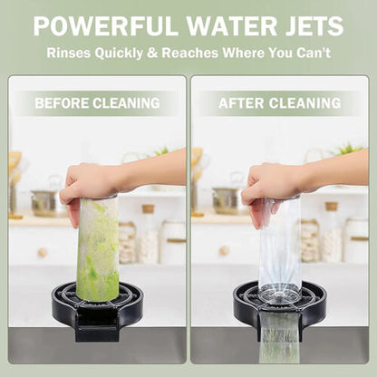 Belro high pressure kitchen sink cup rinser attached to a sink, showcasing its durable hardware design for efficient rinsing.