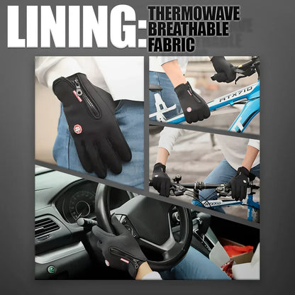 Belro waterproof winter gloves, warm and insulated, suitable for cold weather outdoor activities, close-up showing textured fabric and snug fit.