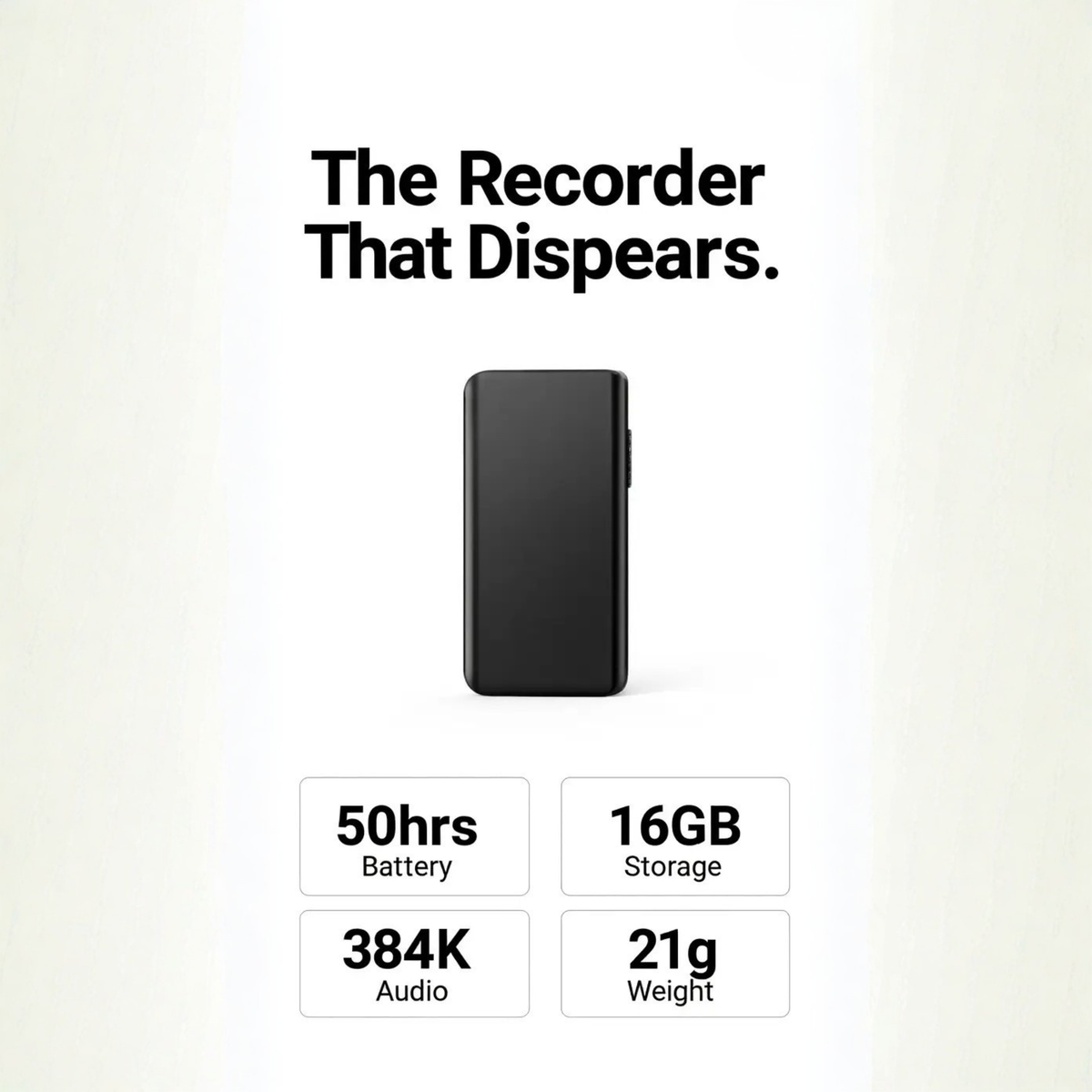 Miniature BowLift voice recorder with USB audio capture and voice activation, discreet portable device for audio recording.