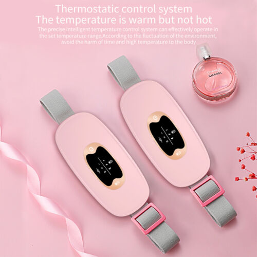 Belro smart heating massage belt for menstrual cramps showing adjustable belt with heating pads and control panel for pain relief.
