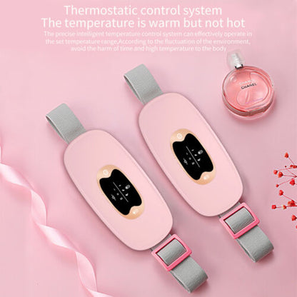 Belro smart heating massage belt for menstrual cramps showing adjustable belt with heating pads and control panel for pain relief.
