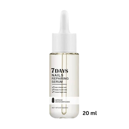 Belro 7 Days Nail Repair Essence bottle with dropper for nourishing and strengthening nails in a beauty and nail care setting.