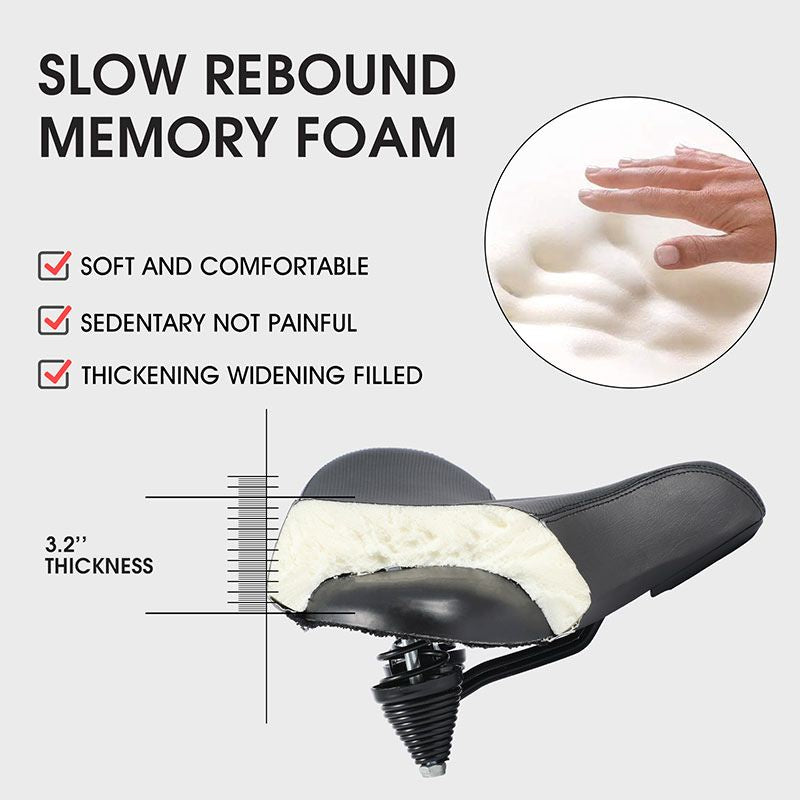 Belro extra large bike seat with thick foam padding and waterproof cover for comfortable outdoor cycling.