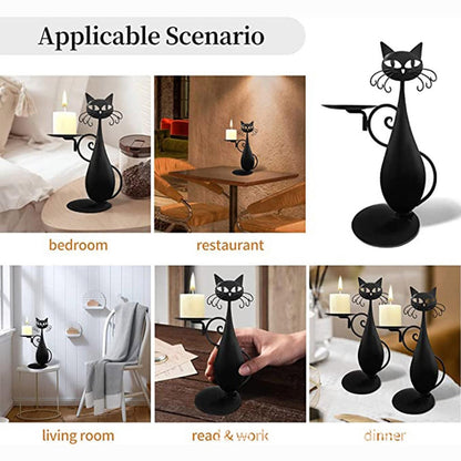 Black cat-shaped candle holder by Belro, decorative black ceramic figure perfect for home fragrance displays.