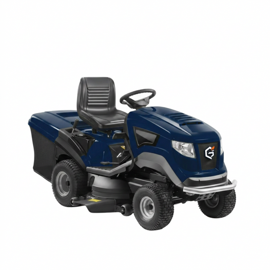 GETDECO ProCut 2200H 620cc ride-on lawn mower with a red body and large cutting deck, designed for efficient gardening.