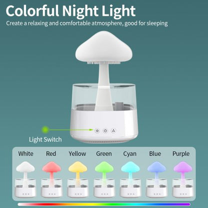 Belro 2-in-1 desk light humidifier and rain cloud aromatherapy diffuser with night light and mushroom lamp design.
