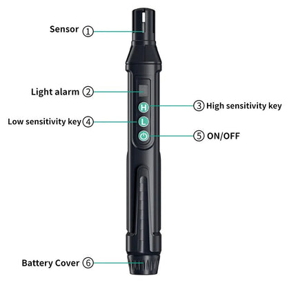 Belro gas leak detector tool for measuring gas leaks, handheld device in use, compact and portable hardware for safety inspection.