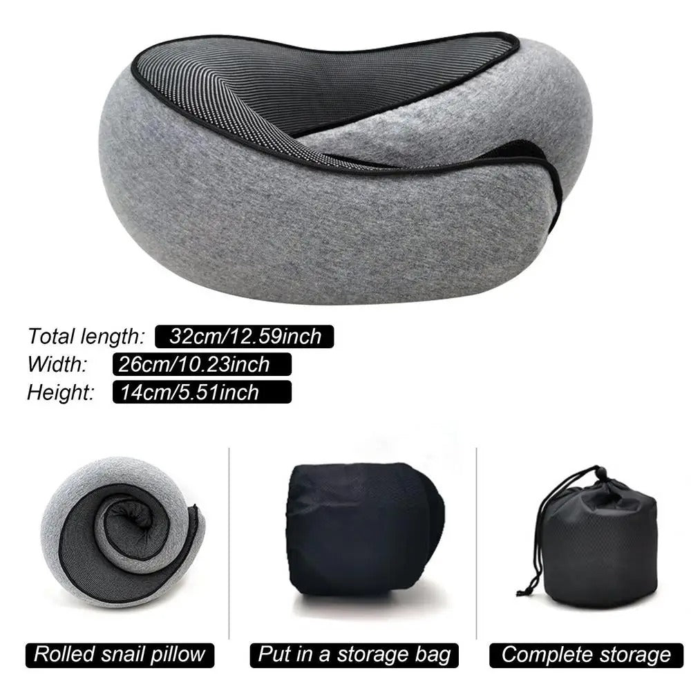 Belro ergonomic travel neck pillow made of memory foam, designed for comfort and support during airplane and car journeys.