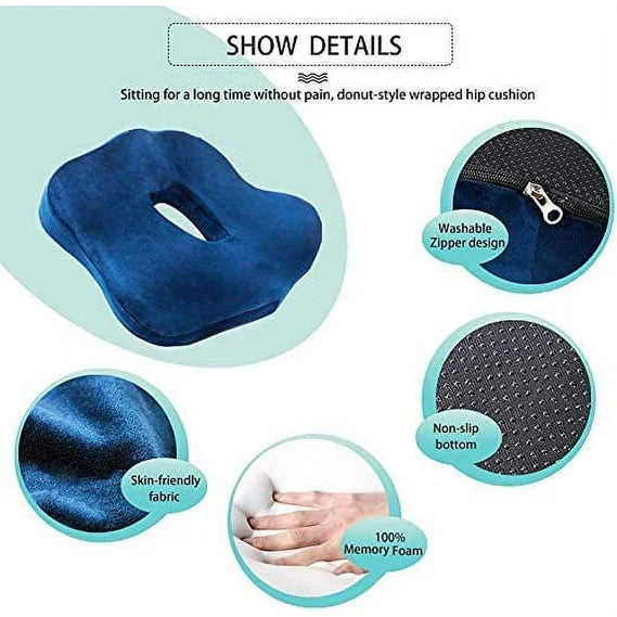 Belro memory foam seat cushion for lower back pain relief, ergonomic support for improved comfort and posture.