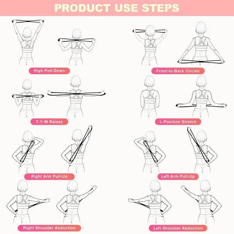 Mivoza Figure-8 resistance band for shoulder and back posture correction, strength training, with handles and adjustable tension.