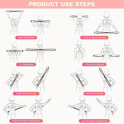 Mivoza Figure-8 resistance band for shoulder and back posture correction, strength training, with handles and adjustable tension.