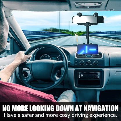 Belro rearview mirror phone holder attached to a car mirror, providing hands-free device access for driving safety.