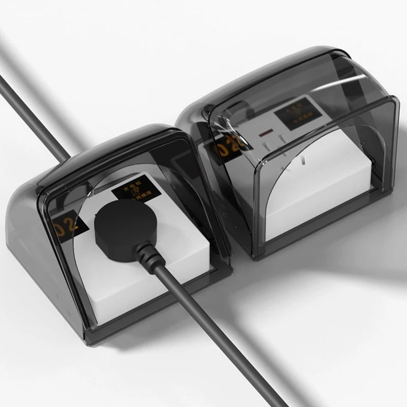 Weatherproof outdoor electrical outlet cover by Belro, designed for electronics protection against weather conditions.