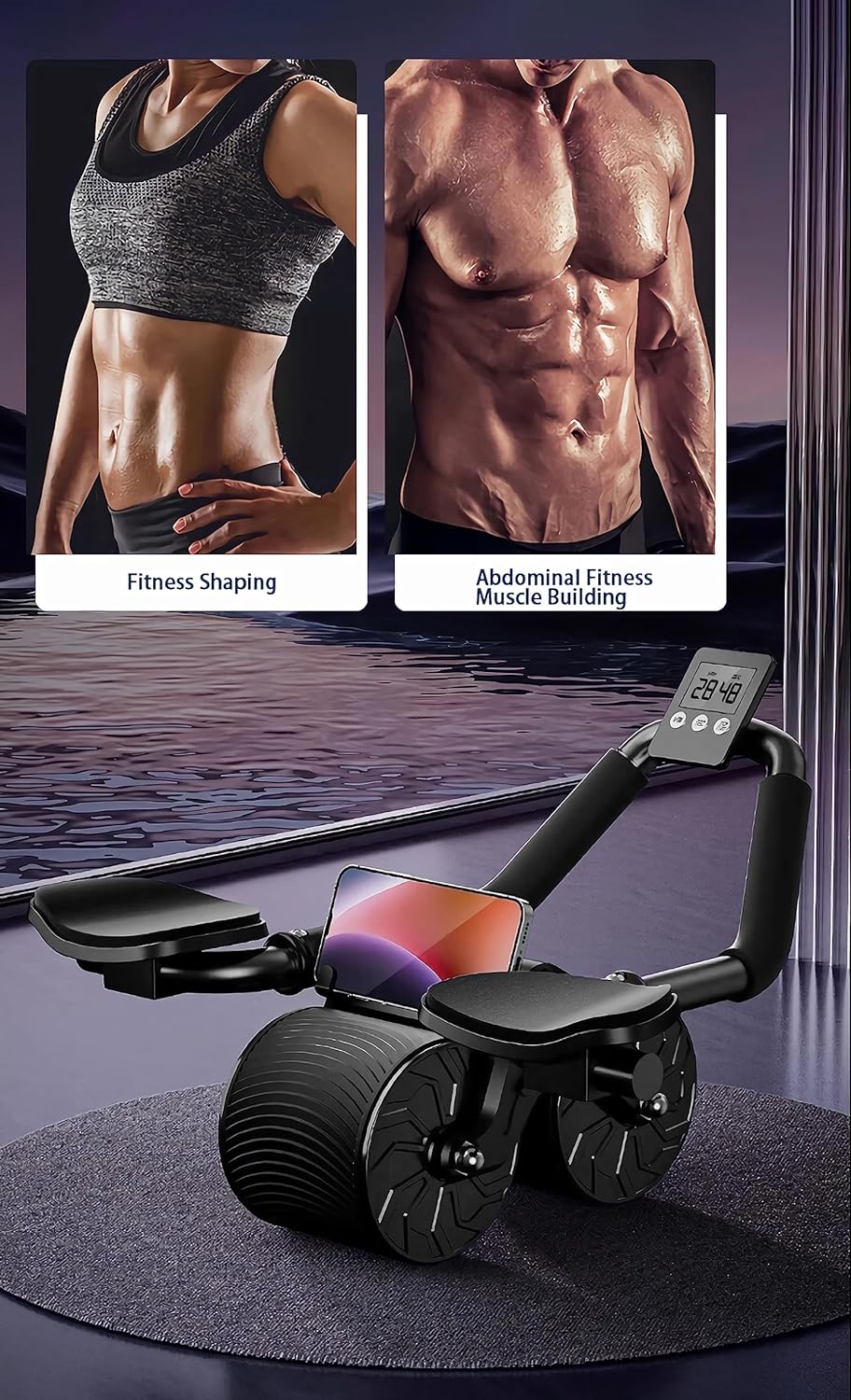 Belro Ab Roller Wheel for men, fitness equipment with sturdy handles and rubber wheel for core workout exercises.