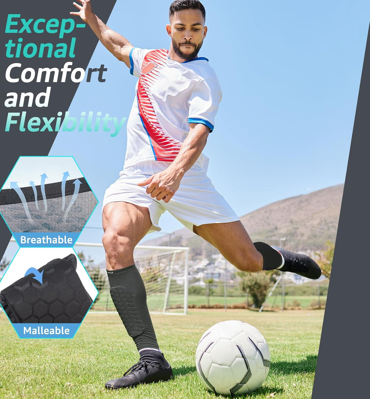 Belro soccer shin guard with adjustable straps and protective padding for sports and outdoor activities.