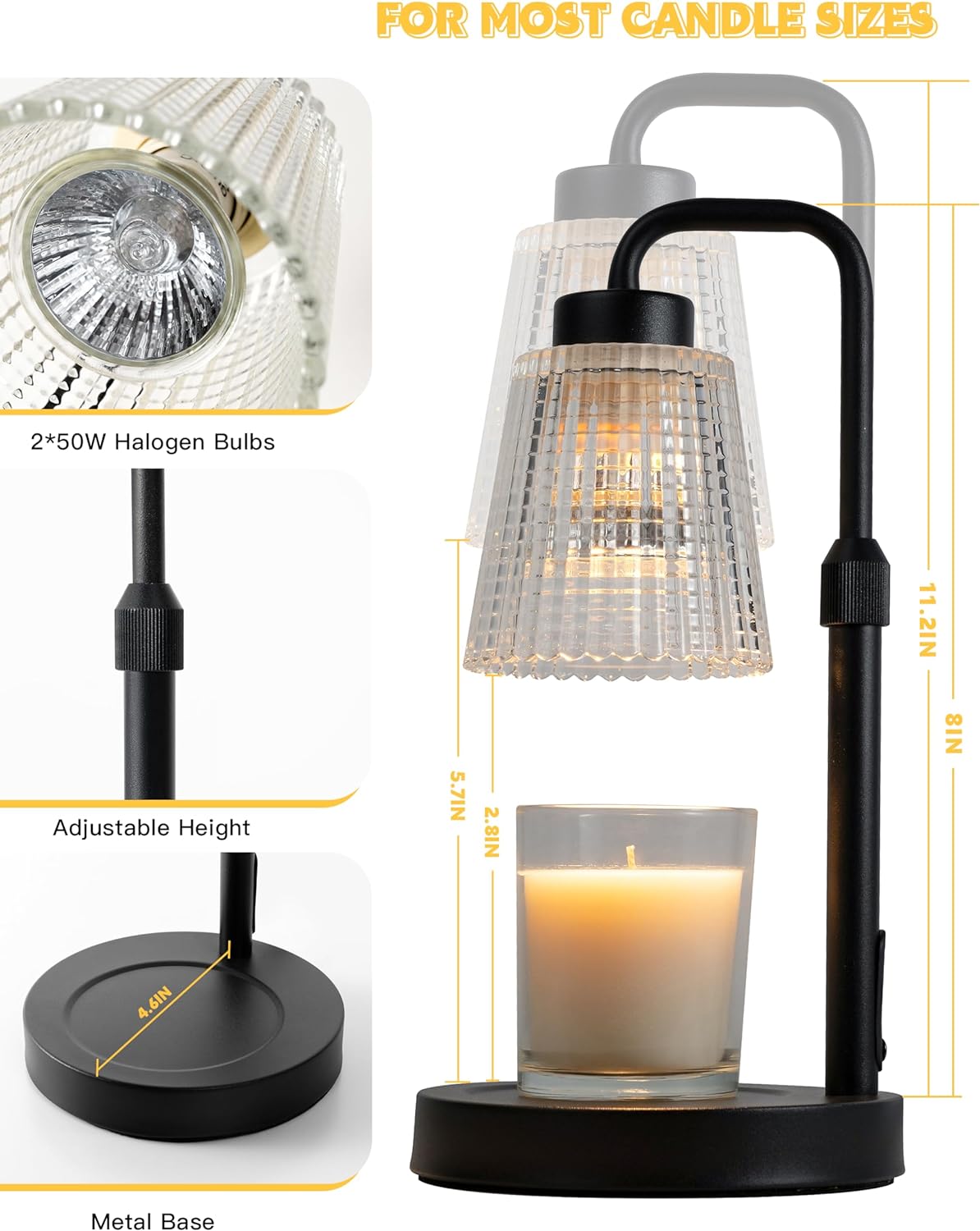 Belro dimmable candle lamp warmer for fragrances, showing a sleek, modern design with a control dial on a white background.