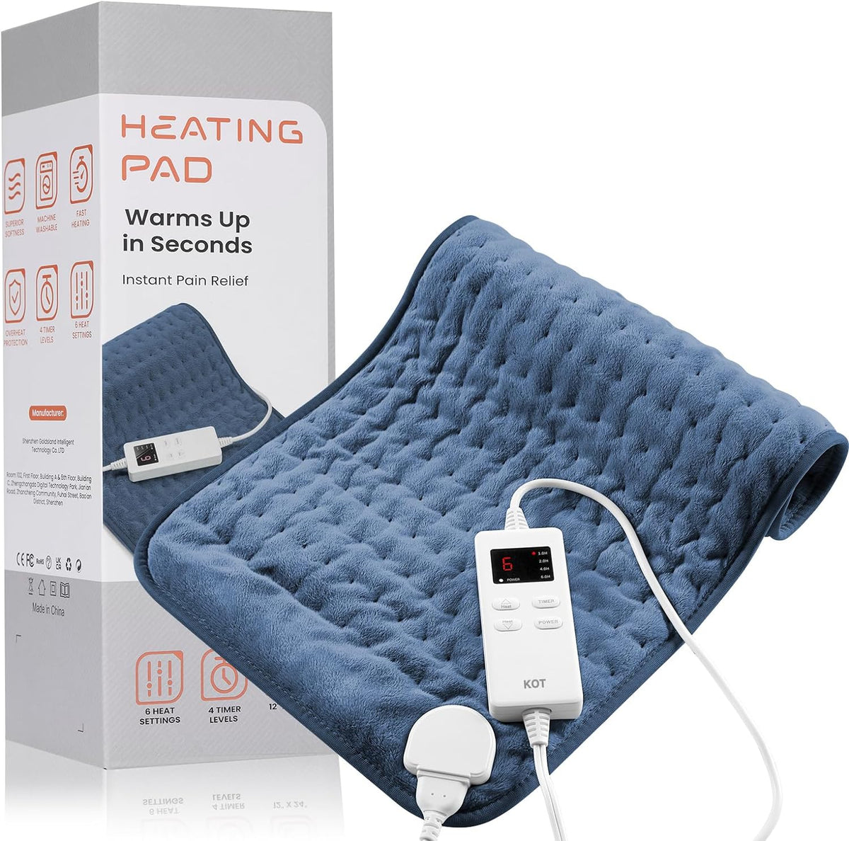 Belro electric heating pad for back pain relief, soft fabric cover with adjustable temperature controls and flexible design.