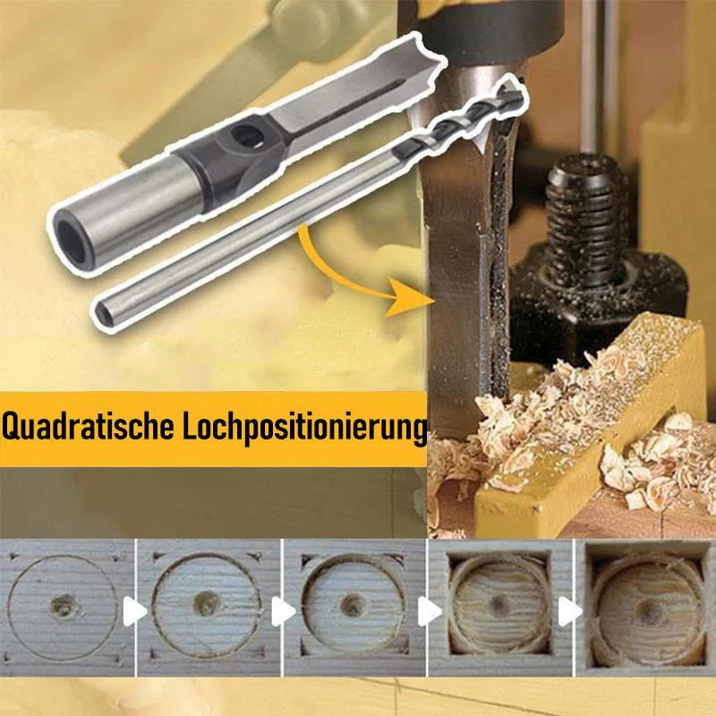 Mivoza Deutschland stainless steel square hole drill bit set for woodworking, featuring multiple drill bits for precise square holes.