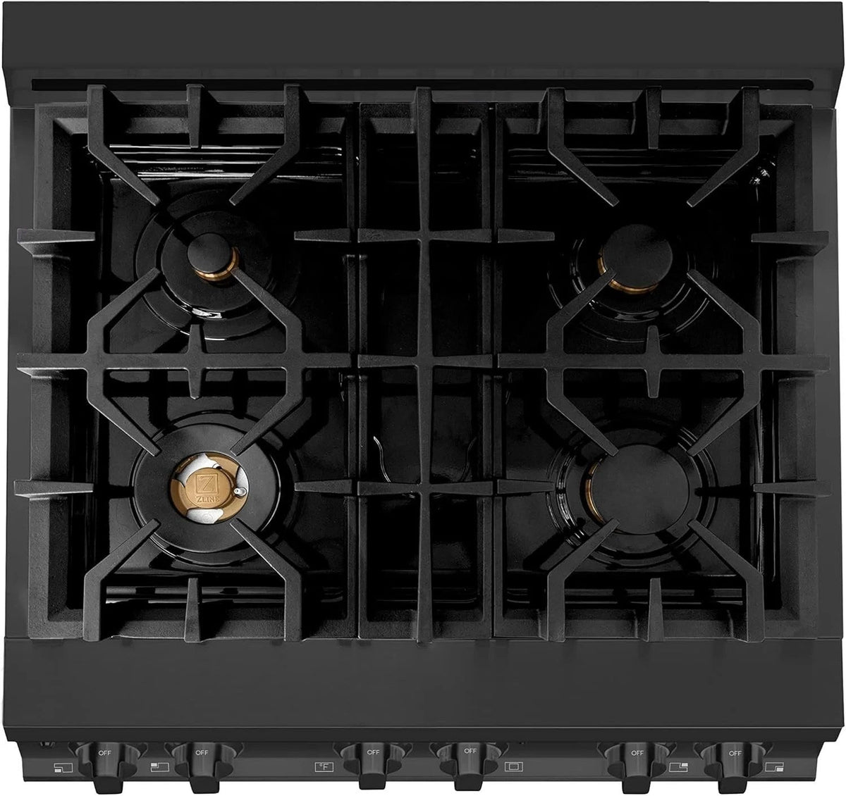 Casavibeo ZLINE Legacy 30-inch 4.0 cu ft dual fuel range with stainless steel finish and four burners, including oven and control knobs.