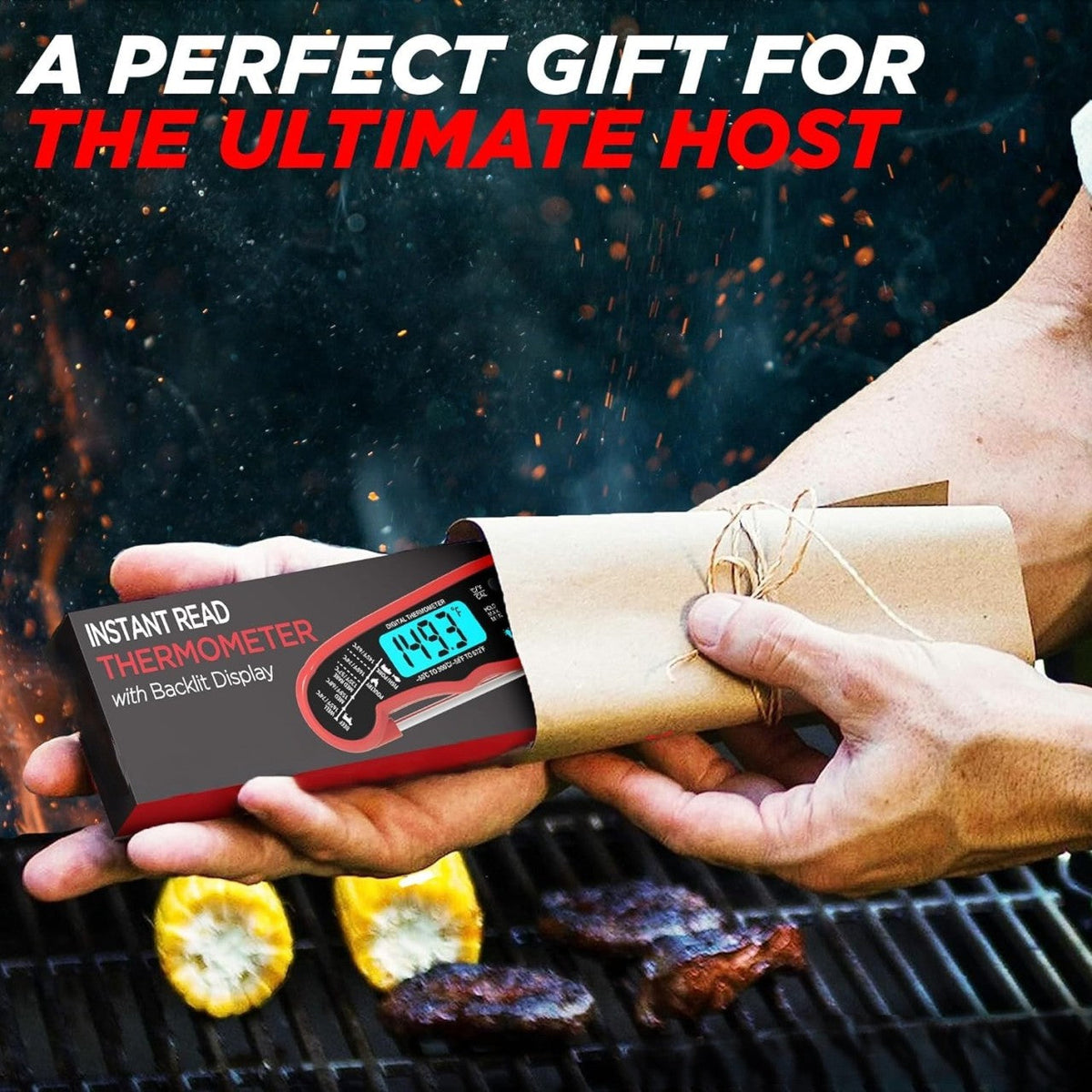 Belro instant read meat thermometer with digital display, used for quick temperature checks in cooking and food safety.