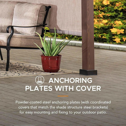 Casavibeo Sunjoy 11x11 ft metal pergola with adjustable tan garden shade for outdoor patio or backyard space.