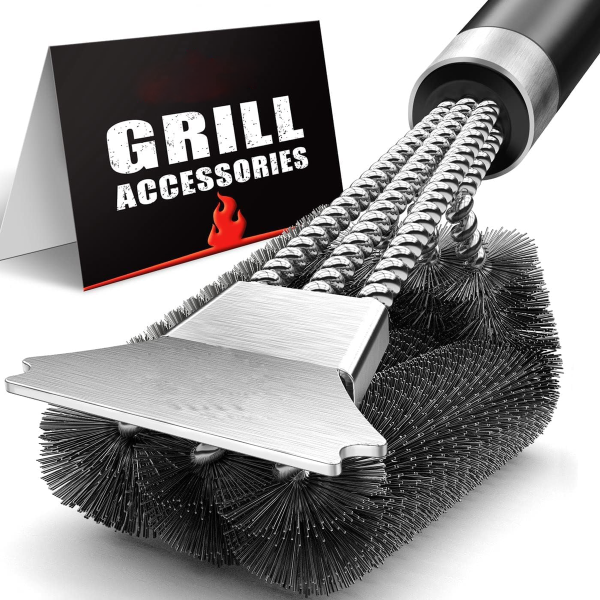 Belro grill brush with sturdy handle and wire bristles for cleaning barbecue grills in kitchen and outdoor cooking areas.