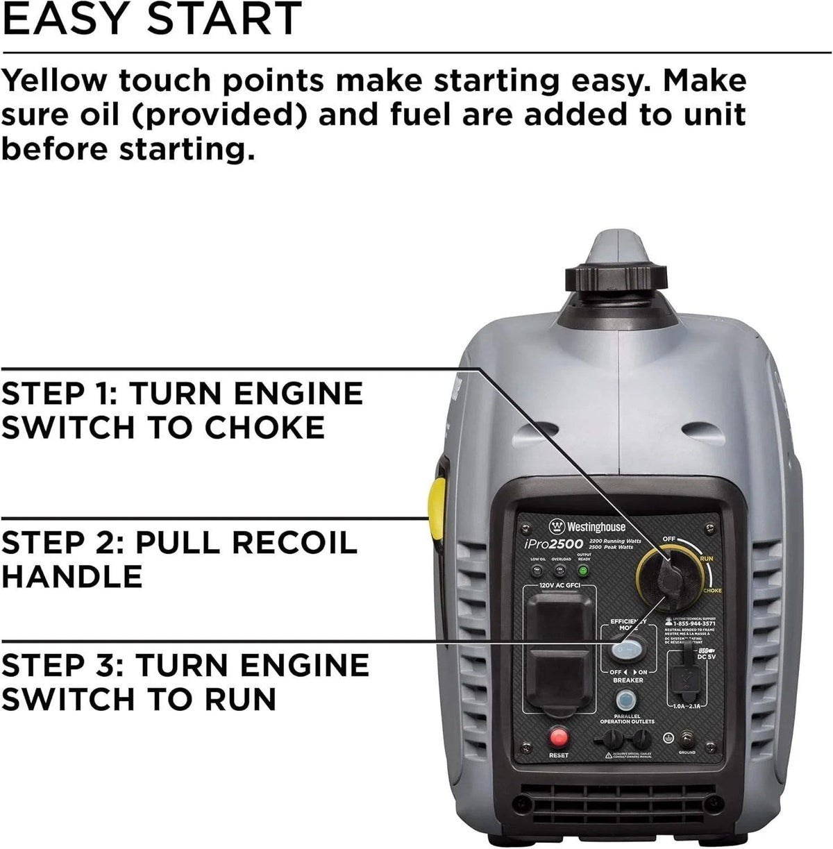 Casavibeo Westinghouse iPro2500 portable inverter generator with compact design and digital control panel.