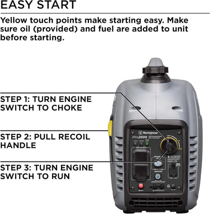 Casavibeo Westinghouse iPro2500 portable inverter generator with compact design and digital control panel.