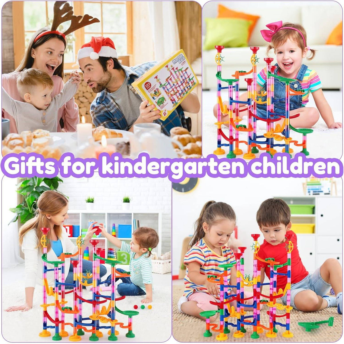 Belro Marble Run Toy set with colorful plastic tracks and marbles, designed for kids' educational and entertainment play.