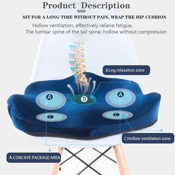 Belro memory foam seat cushion for lower back pain relief, ergonomic support for added comfort and posture improvement.