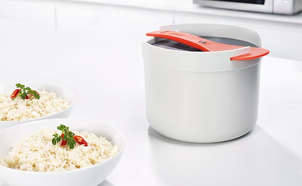 Belro microwave rice cooker steamer for quick, easy rice preparation in the kitchen. Compact and convenient for home use.
