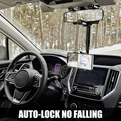 Belro rearview mirror phone holder attached to a vehicle's mirror for hands-free device access