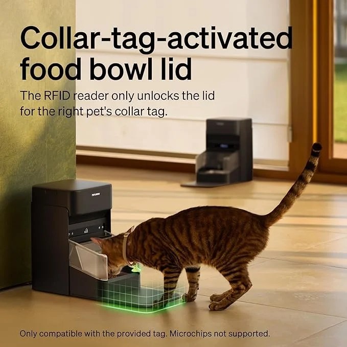 Casavibeo PETLIBRO RFID automatic cat feeder with collar sensor, Wi-Fi programmable food dispenser for personalized cat meals.