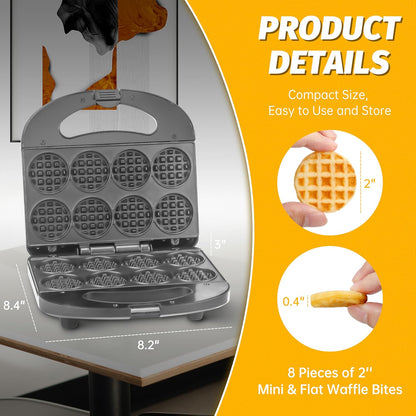 Belro Mini Waffle Maker for home kitchen, compact appliance with non-stick plates and ready indicator light.