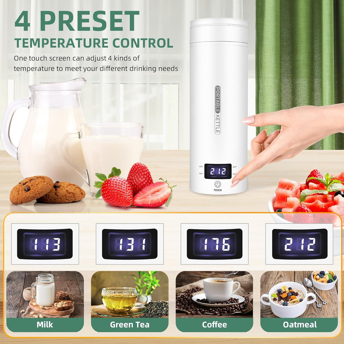Belro portable electric travel kettle with white body and digital control, ideal for quick boiling on the go.