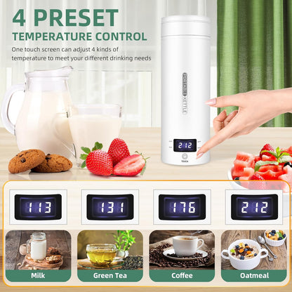 Belro portable electric travel kettle with white body and digital control, ideal for quick boiling on the go.