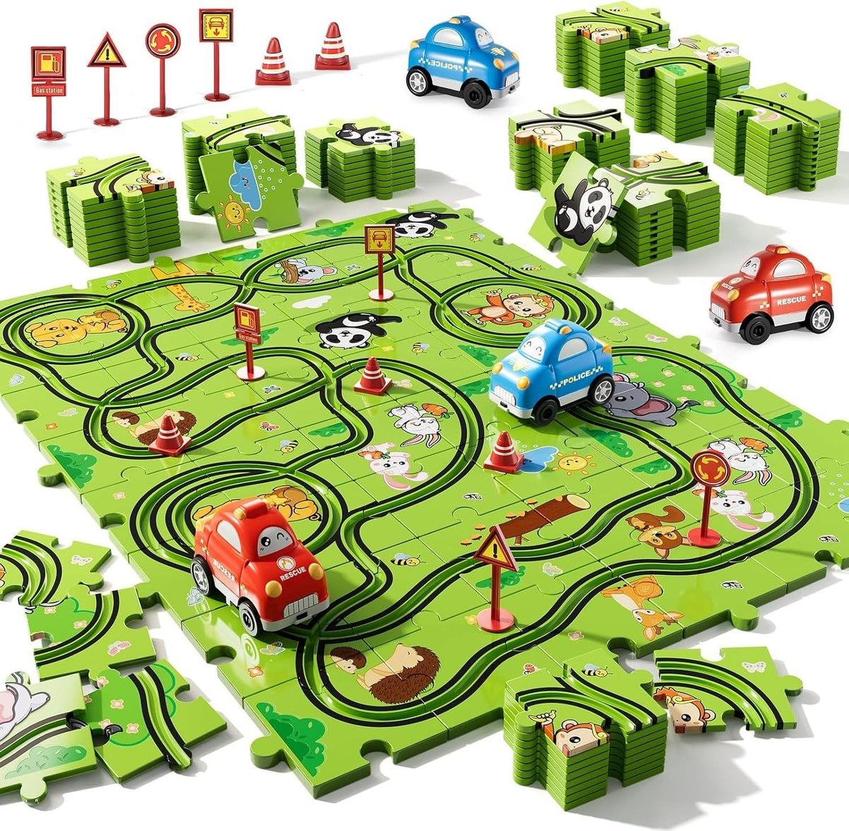 Colorful Belro automotive puzzle for kids featuring various vehicle images, educational and fun for young children.