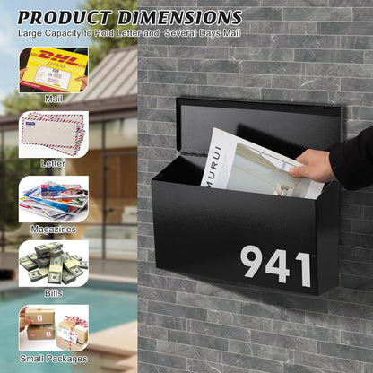 Belro large capacity wall-mount mailbox for home and garden, durable metal design with secure locking mechanism.