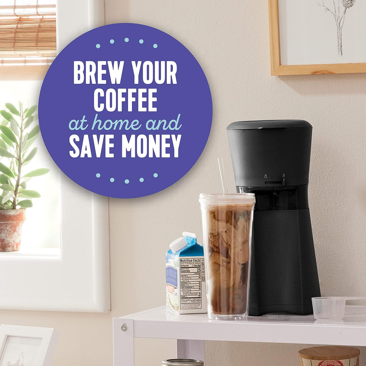 Belro ice coffee machine maker, compact electronic home appliance for brewing chilled coffee drinks.